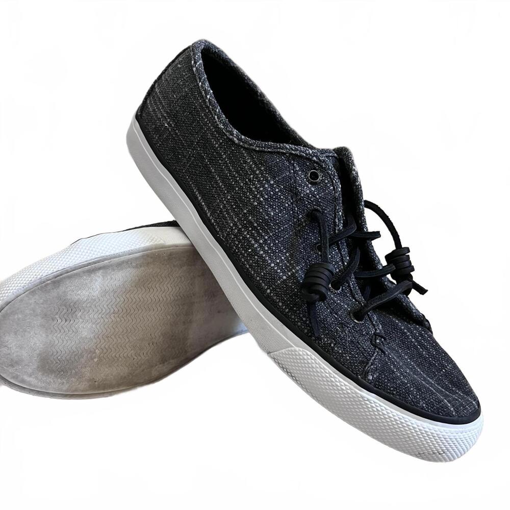 Sperry Seacoast Sparkle Boat Shoes Women’s 10 Grey Black Slip-On Sneakers